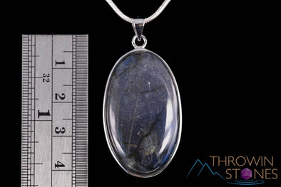LABRADORITE Crystal Pendant - Sterling Silver, Polished Oval Natural Stone Jewelry, Healing Crystals and Stones, J1434-Throwin Stones