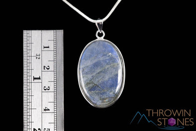 LABRADORITE Crystal Pendant - Sterling Silver, Polished Oval Natural Stone Jewelry, Healing Crystals and Stones, J1441-Throwin Stones