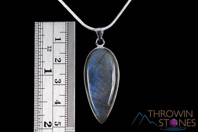 LABRADORITE Crystal Pendant - Sterling Silver, Polished Teardrop Natural Stone Jewelry, Healing Crystals and Stones, J1425-Throwin Stones