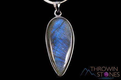 LABRADORITE Crystal Pendant - Sterling Silver, Polished Teardrop Natural Stone Jewelry, Healing Crystals and Stones, J1425-Throwin Stones