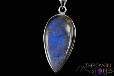 LABRADORITE Crystal Pendant - Sterling Silver, Teardrop - Polished Teardrop Natural Stone Jewelry, J1429-Throwin Stones