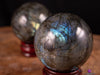 LABRADORITE Sphere - Dark - Crystal Ball, Housewarming Gift, Gothic Home Decor, E0988-Throwin Stones