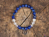 LAPIS LAZULI & Clear QUARTZ Crystal Bracelet with Peace Sign Charm - Beaded Gemstone Handmade Jewelry Gift for Her, E2199-Throwin Stones