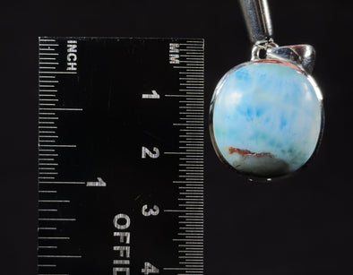 LARIMAR Crystal Pendant - Authentic Caribbean Stone Gemstone Polished and Set in a Sterling Silver Bezel, 53386-Throwin Stones