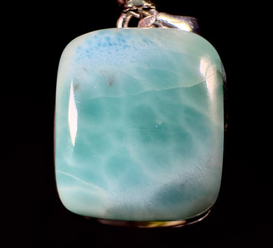 LARIMAR Crystal Pendant - Authentic Sterling Silver Square Shaped Crystal Cabochon Set in an Open Back Bezel, 53394-Throwin Stones