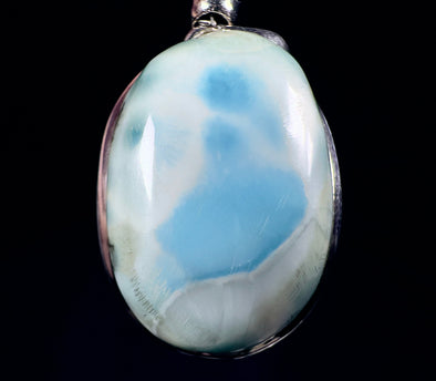 LARIMAR Crystal Pendant - Enchanting Larimar Mermaid Oval Gemstone Cabochon Set in an Open Back Sterling Silver Bezel, 53385-Throwin Stones