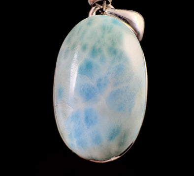 LARIMAR Crystal Pendant - Exquisite, Sterling Silver, Polished Oval Cut Stone Cabochon, Open Back Bezel, 53380-Throwin Stones
