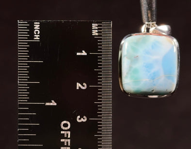 LARIMAR Crystal Pendant - Natural Blue, Square Shaped, Larimar Gemstone Crystal Cabochon Set in an Open Back Bezel, 53392-Throwin Stones
