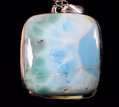 LARIMAR Crystal Pendant - Natural Blue, Square Shaped, Larimar Gemstone Crystal Cabochon Set in an Open Back Bezel, 53392-Throwin Stones