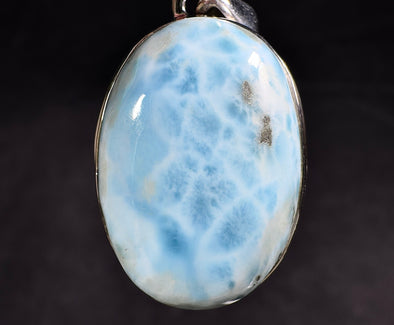 LARIMAR Crystal Pendant - Oval - Genuine Larimar Sterling Silver Gemstone Jewelry from Dominican Republic, 54087-Throwin Stones