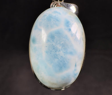 LARIMAR Crystal Pendant - Oval - Genuine Larimar Sterling Silver Gemstone Jewelry from Dominican Republic, 54088-Throwin Stones