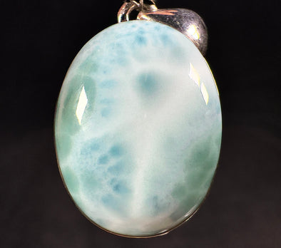 LARIMAR Crystal Pendant - Oval - Genuine Larimar Sterling Silver Gemstone Jewelry from Dominican Republic, 54091-Throwin Stones