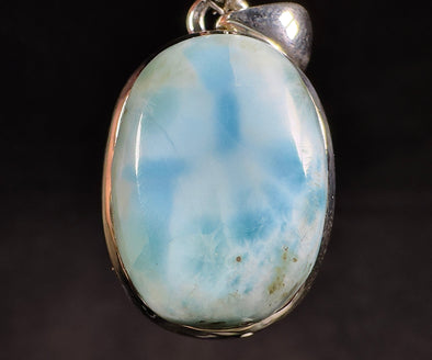 LARIMAR Crystal Pendant - Oval - Genuine Larimar Sterling Silver Gemstone Jewelry from Dominican Republic, 54093-Throwin Stones