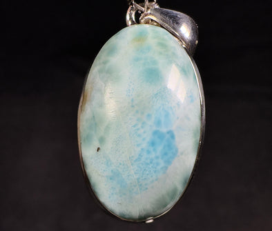 LARIMAR Crystal Pendant - Oval - Genuine Larimar Sterling Silver Gemstone Jewelry from Dominican Republic, 54094-Throwin Stones