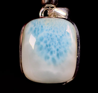 LARIMAR Crystal Pendant - Rare, Square Shaped, Caribbean Stone, Sterling Silver, Open Back Bezel, 53383-Throwin Stones