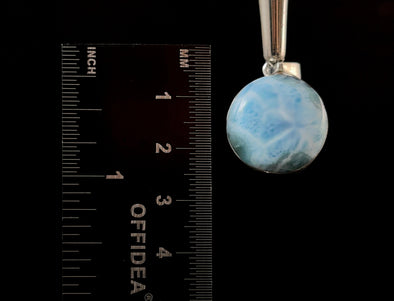 LARIMAR Crystal Pendant - Sterling Silver Mini Circle Cut Cabochon Stone Jewelry, 52262-Throwin Stones