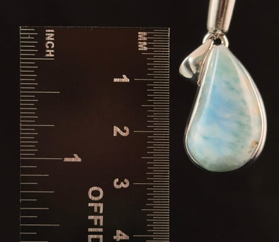 LARIMAR Crystal Pendant - Sterling Silver - Natural Pastel Healing Dolphin Stone Jewelry, 53378-Throwin Stones