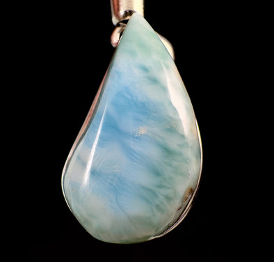 LARIMAR Crystal Pendant - Sterling Silver - Natural Pastel Healing Dolphin Stone Jewelry, 53378-Throwin Stones