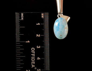 LARIMAR Crystal Pendant - Sterling Silver, Oval Cut Stone Cabochon Fine Jewelry, 52255-Throwin Stones