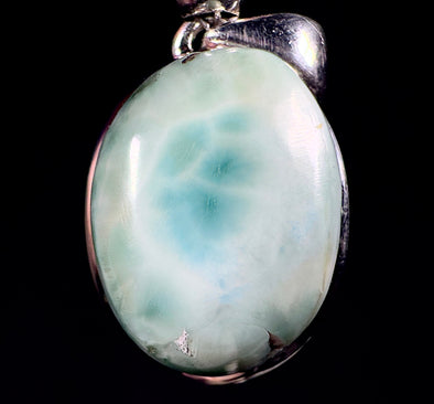 LARIMAR Crystal Pendant - Sterling Silver, Oval - Handmade Jewelry, Healing Crystals and Stones, 53403-Throwin Stones
