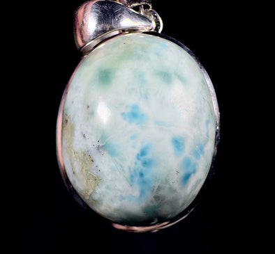 LARIMAR Crystal Pendant - Sterling Silver, Oval - Handmade Jewelry, Healing Crystals and Stones, 53409-Throwin Stones