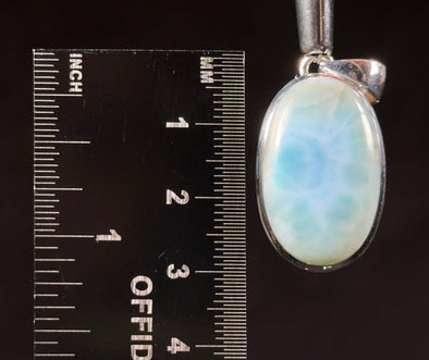 LARIMAR Crystal Pendant - Sterling Silver, Oval - Handmade Jewelry, Healing Crystals and Stones, 53414-Throwin Stones