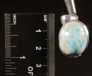 LARIMAR Crystal Pendant - Sterling Silver, Oval - Natural Healing Stone Jewelry, 53409-Throwin Stones
