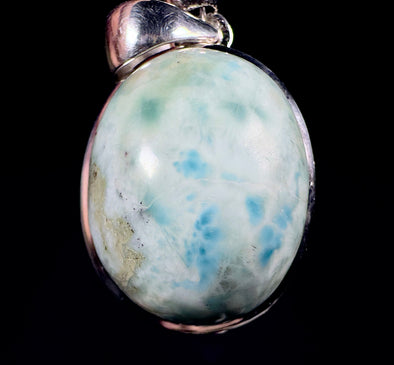 LARIMAR Crystal Pendant - Sterling Silver, Oval - Natural Healing Stone Jewelry, 53409-Throwin Stones