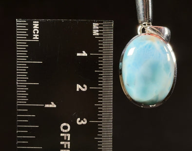LARIMAR Crystal Pendant - Sterling Silver, Oval - Natural Healing Stone Jewelry, 53410-Throwin Stones