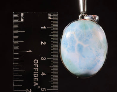 LARIMAR Crystal Pendant - Sterling Silver, Oval - Natural Healing Stone Jewelry, 53411-Throwin Stones