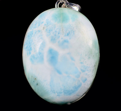 LARIMAR Crystal Pendant - Sterling Silver, Oval - Natural Healing Stone Jewelry, 53411-Throwin Stones