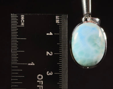 LARIMAR Crystal Pendant - Sterling Silver, Oval - Natural Healing Stone Jewelry, 53412-Throwin Stones
