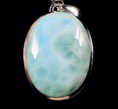 LARIMAR Crystal Pendant - Sterling Silver, Oval - Natural Healing Stone Jewelry, 53412-Throwin Stones