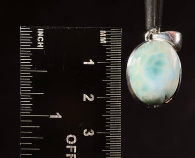 LARIMAR Crystal Pendant - Sterling Silver, Oval - Natural Pastel Blue Stone Jewelry, 53403-Throwin Stones