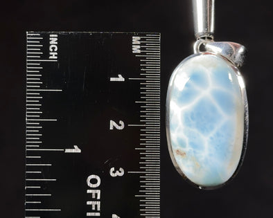 LARIMAR Crystal Pendant - Sterling Silver, Oval - Natural Pastel Stone Jewelry, 53402-Throwin Stones