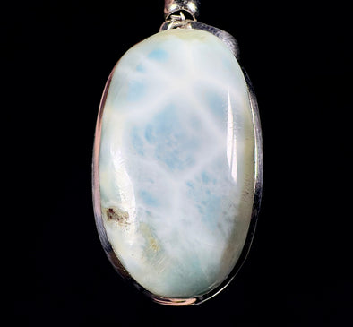 LARIMAR Crystal Pendant - Sterling Silver, Oval - Natural Pastel Stone Jewelry, 53402-Throwin Stones