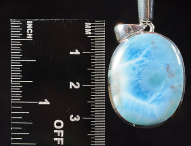LARIMAR Crystal Pendant - Sterling Silver, Oval - Natural Pastel Stone Jewelry, 53404-Throwin Stones