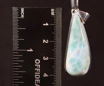 LARIMAR Crystal Pendant - Sterling Silver, Polished Healing Stone Cabochon Jewelry, 53387-Throwin Stones