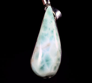 LARIMAR Crystal Pendant - Sterling Silver, Polished Healing Stone Cabochon Jewelry, 53387-Throwin Stones