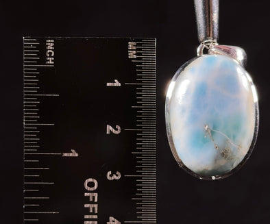 LARIMAR Crystal Pendant - Sterling Silver - Rare Oval Crystal Jewelry Cabochon Polished and Set in an Open Back Bezel, 53389-Throwin Stones