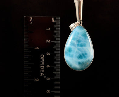 LARIMAR Crystal Pendant - Sterling Silver, Teardrop - Handmade Jewelry, Healing Crystals and Stones, 52253-Throwin Stones