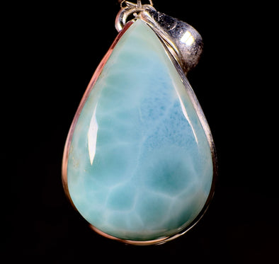 LARIMAR Crystal Pendant - Sterling Silver, Teardrop - Handmade Jewelry, Healing Crystals and Stones, 53407-Throwin Stones