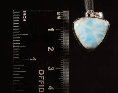 LARIMAR Crystal Pendant - Sterling Silver, Triangle - Handmade Jewelry, Healing Crystals and Stones, 53399-Throwin Stones