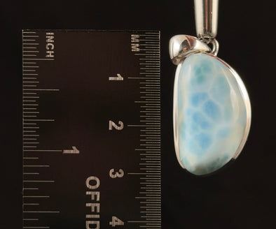 LARIMAR Crystal Pendant - Unique Sterling Silver Natural Gemstone Cabochon Set in an Open Back Bezel, 53377-Throwin Stones