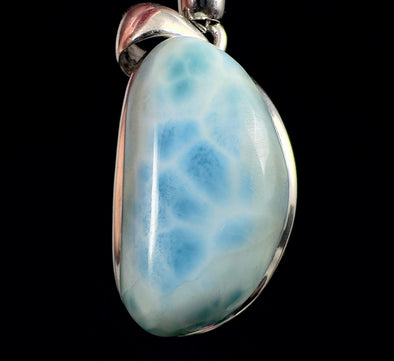 LARIMAR Crystal Pendant - Unique Sterling Silver Natural Gemstone Cabochon Set in an Open Back Bezel, 53377-Throwin Stones