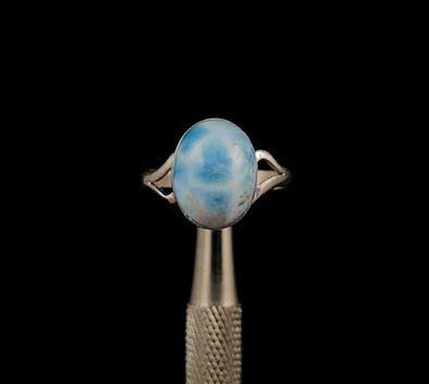 LARIMAR Crystal Ring - Sterling Silver Ring, Size 6.75 - Gemstone Ring, Fine Jewelry, 52287-Throwin Stones