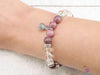 LEPIDOLITE & CLEAR QUARTZ Crystal Bracelet - Spiral Charm, Round Beads - Charm Bracelet, Beaded Bracelet, Handmade Jewelry, E0975-Throwin Stones