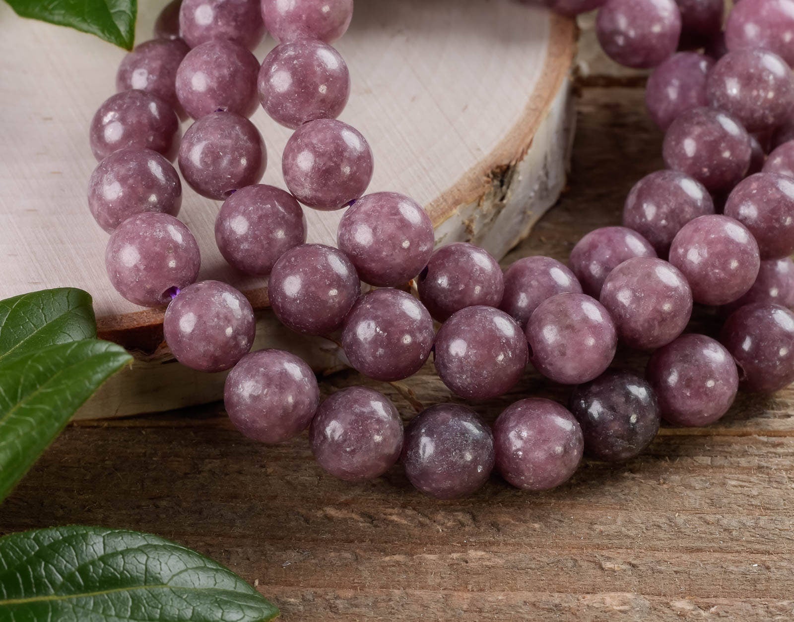 Lepidolite Crystal Bracelet, 8mm Purple Gemstone Beads – Caspar