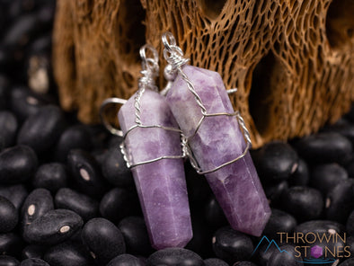 LEPIDOLITE Crystal Point Earrings - Wire Wrapped Dangle Drop Earrings, Gemstone Handmade Jewelry Gift for Her, E0550-Throwin Stones