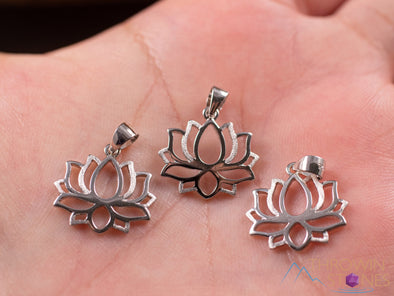 LOTUS FLOWER Silver Pendant - Sterling Silver, Flower Girl Necklace Gift, Handmade Jewelry, E1978-Throwin Stones